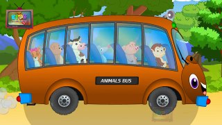 Wheels On The Bus Go Round and Round Nursery Rhymes | Animal Wheels On The Bus