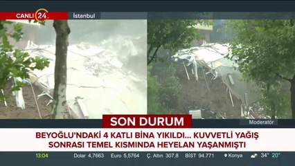 Beyoğlu'ndaki 4 katlı bina yıkıldı