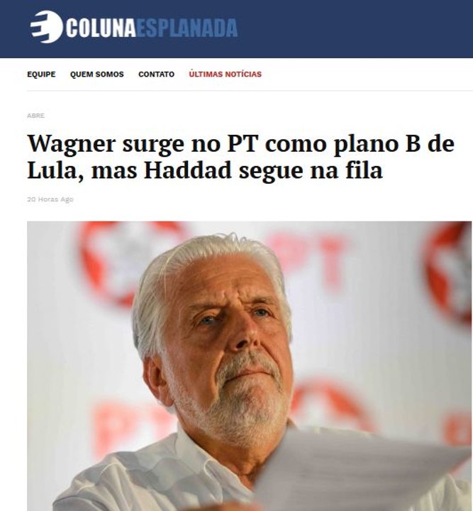 Wagner é o preferido de Lula para presidente