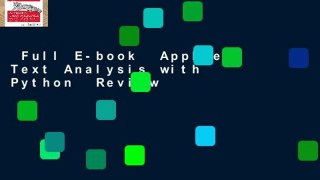 Full E-book  Applied Text Analysis with Python  Review