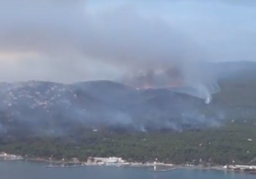 Aerial Footage Shows Wildfires Across Greek Peninsula Of Attica