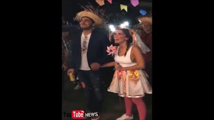 Anitta se diverte com o marido, Thiago Magalhães, e se casam em festa caipira.