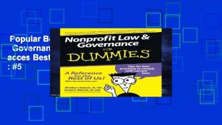 Popular Book  Nonprofit Law   Governance for Dummies Unlimited acces Best Sellers Rank : #5