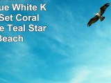 6 Piece Vibrant Orange Pink Blue White King Quilt Set Coral Tourquoise Teal Starfish Beach