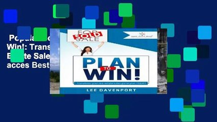 Popular Book  Plan to Win!: Transform Your Real Estate Sales Game Plan Unlimited acces Best