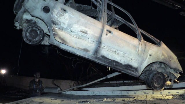 Ghastly sight: vehicles obliterated in Greek wildfires