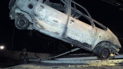 Ghastly sight: vehicles obliterated in Greek wildfires