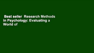 Best seller  Research Methods in Psychology: Evaluating a World of Information  E-book
