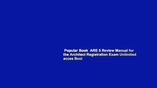 Popular Book  ARE 5 Review Manual for the Architect Registration Exam Unlimited acces Best