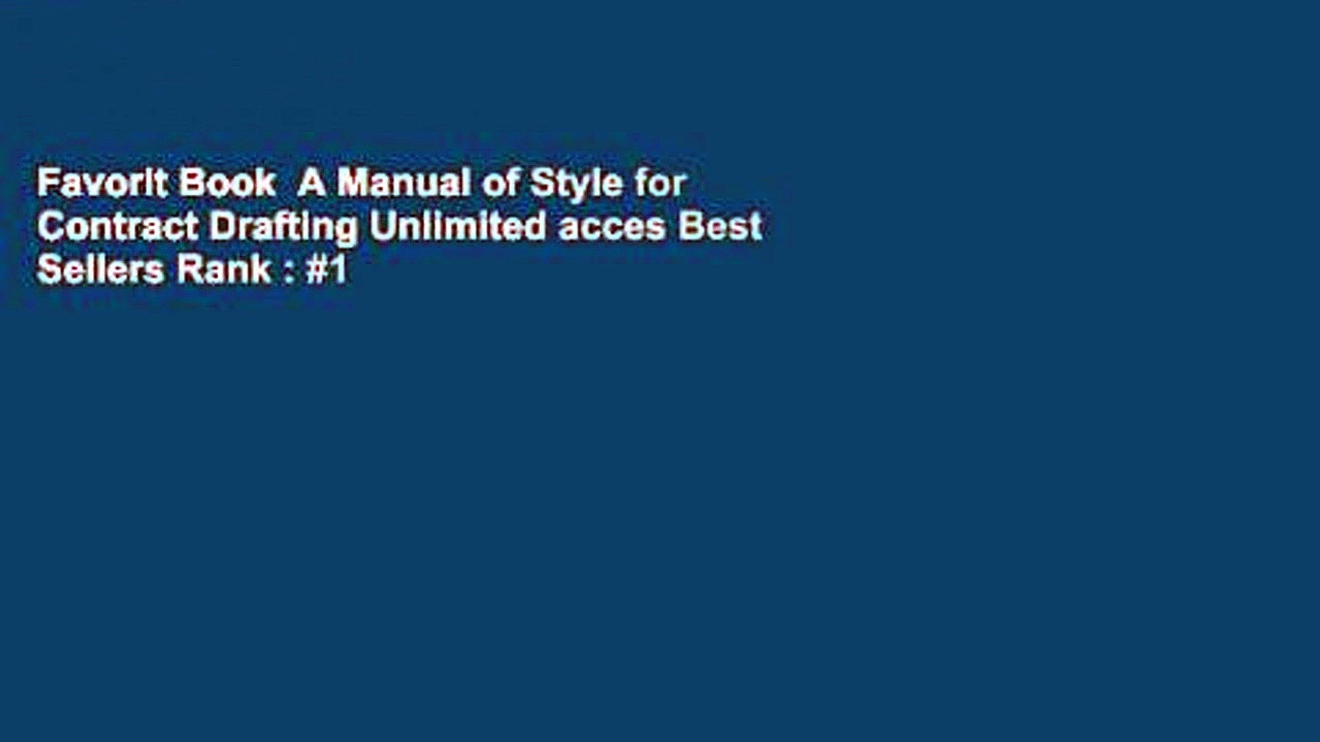 Favorit Book A Manual Of Style For Contract Drafting Unlimited Acces Best Sellers Rank 1 - 