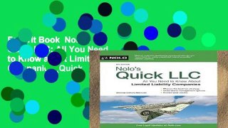 Favorit Book  Nolo s Quick LLC: All You Need to Know about Limited Liability Companies (Quick
