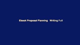 Ebook Proposal Planning   Writing Full