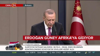 Erdoğan Güney Afrika'ya gidiyor