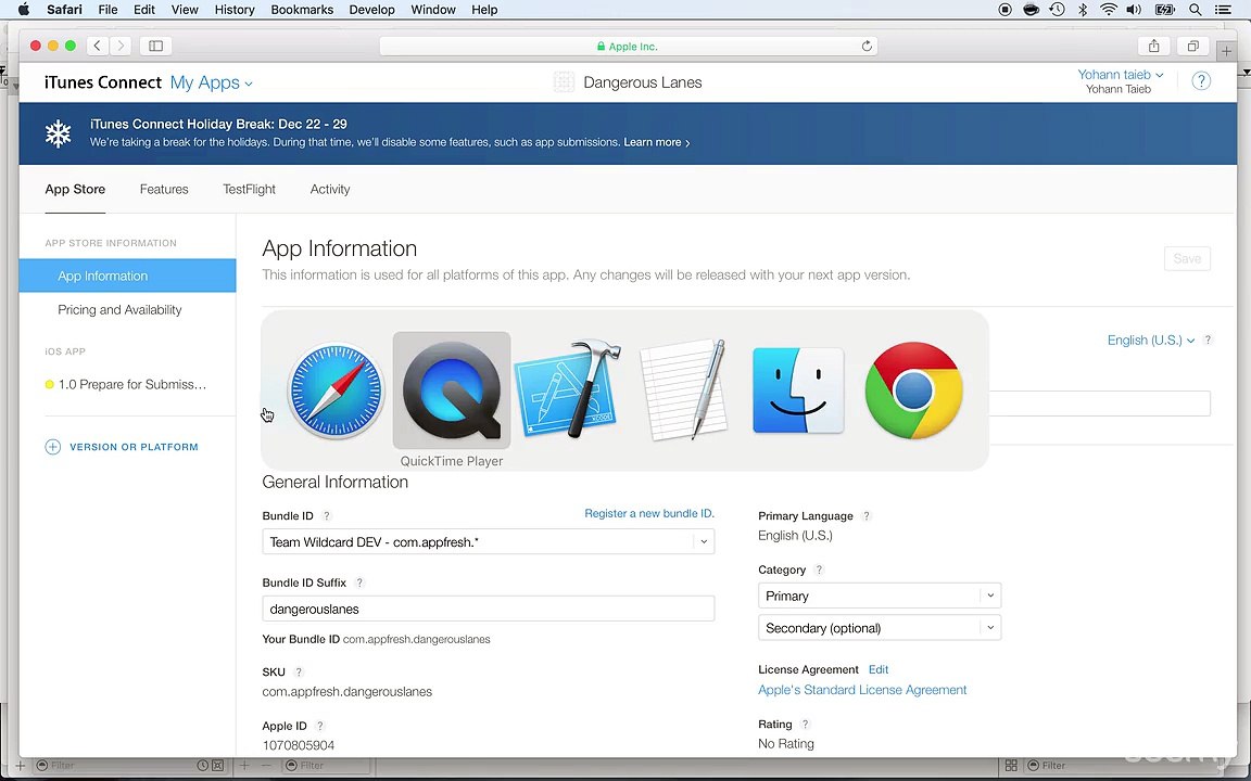 Part 49 Entering the itunes connect settings