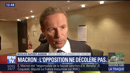 Tải video: Affaire Benalla: après les déclarations de Macron, Dupont-Aignan entend claquer la porte de la commission d'enquête 