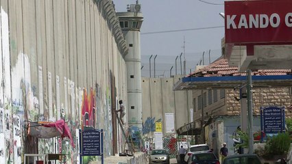 Artist honours jailed Palestinian on Israel's separation barrier