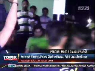 Kepergok Saat Beraksi, Maling Motor Jadi Samsak Warga