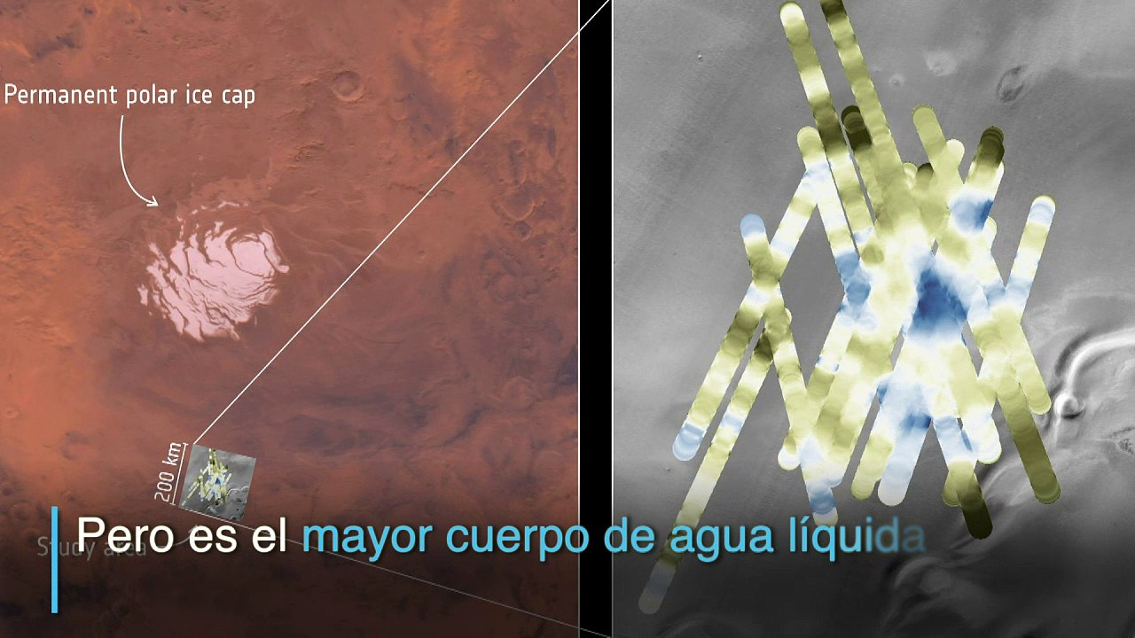 Descubren primer lago de agua líquida en Marte