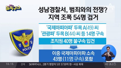 성남 조폭 무더기 검거…뒤늦게 범죄와의 전쟁?