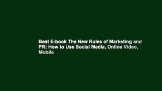 Best E-book The New Rules of Marketing and PR: How to Use Social Media, Online Video, Mobile