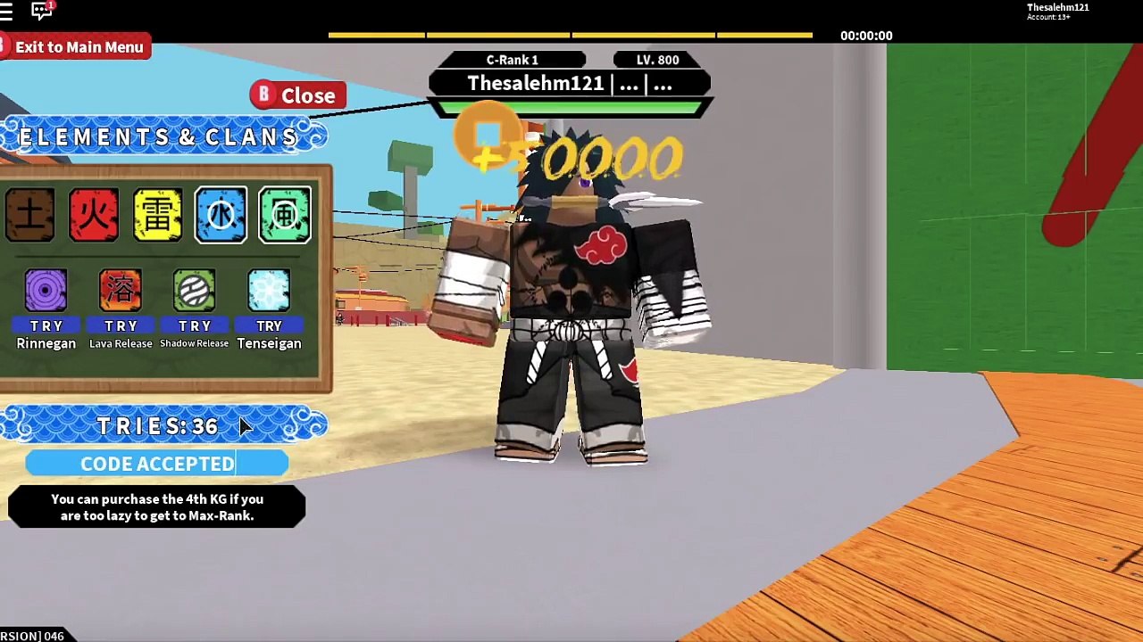 [046] UPDATE FREE CODES!|NINJUTSU GLITCH|ROBLOX Naruto RPG- Beyond |