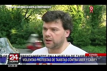 España: choferes protestan contra taxistas por aplicativo