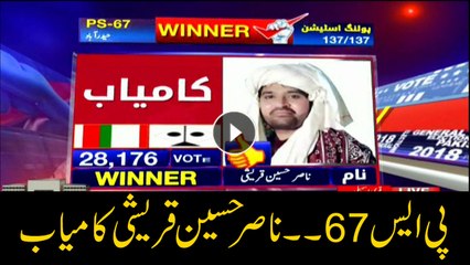 MQM-P's Nasir Hussain Qureshi wins from PS-67