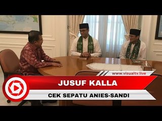 Lucu! Sepatu Anies dan Sandi Diperiksa Jusuf Kalla