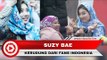 Bae Suzy Pakai Kerudung Bunga Berwarna Biru Hadiah dari Penggemar Indonesia