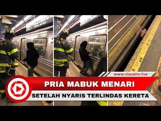 Pria Mabuk Nyaris Terlindas Kereta, Setelah Ditolong Malah Menari