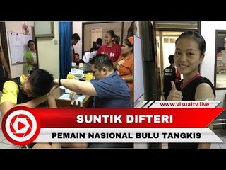 Ekspresi Lucu Atlet Bulu Tangkis ketika Vaksin Difteri