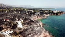 Drone footage shows devastation left by Greece wildfires