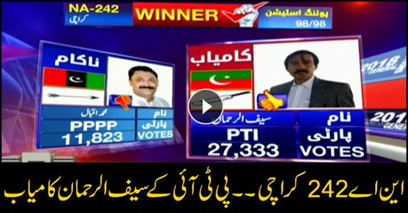 PTI's Saif Ur Rehman wins from NA 242 Karachi