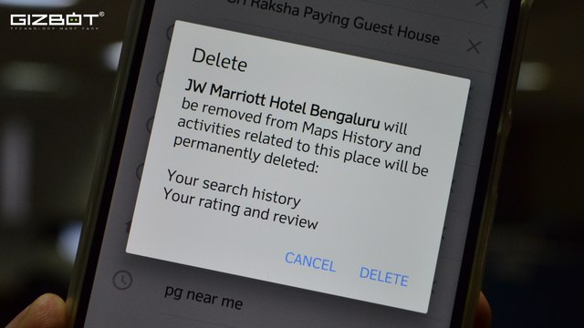 How to delete search history from Google Maps