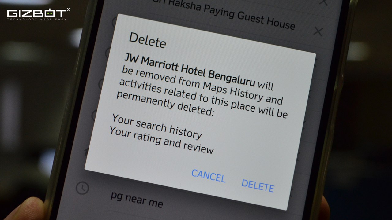 How to delete search history from Google Maps