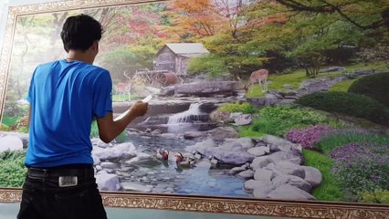 Tranh dán tường 3D phòng khách đẹp - Tranh 3D NTP