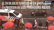 La Protesta de los Paraguas Rojos en Ámsterdam