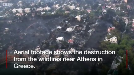 Greece wildfires- Aerial view of destruction - BBC News