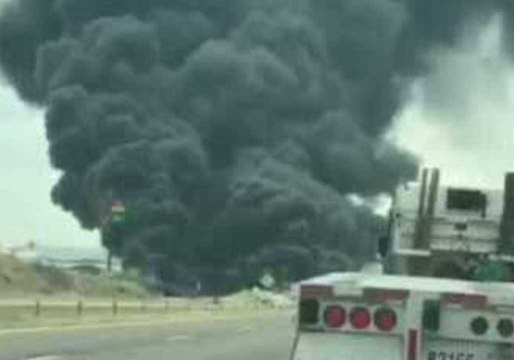 Black Smoke Billows Above I-20 Tanker Fire in Sweetwater