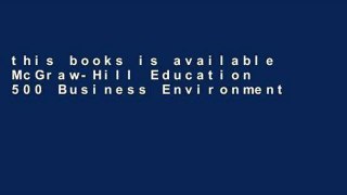 this books is available McGraw-Hill Education 500 Business Environment and Concepts Questions for