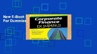 New E-Book Corporate Finance For Dummies For Kindle