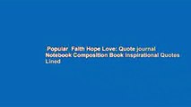 Popular  Faith Hope Love: Quote journal Notebook Composition Book Inspirational Quotes Lined