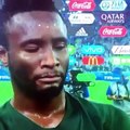 Mikel Obi holds back tears while speaking after Nigeria's defeat to Argentina