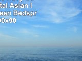 Pacific Blue  Navy Ocean Oriental Asian Inspired Queen Bedspread 90x90