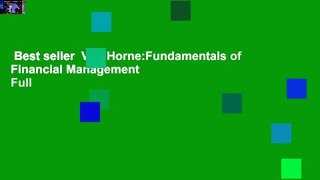 Best seller  Van Horne:Fundamentals of Financial Management  Full