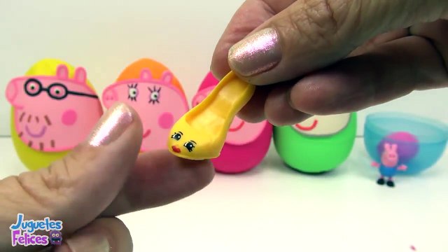 Aprende los Colores con Huevos Sorpresas de Peppa Pig y su Familia Plastilina Play Doh
