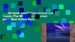 Digital book  Equilibrium Unemployment Theory (The MIT Press) Unlimited acces Best Sellers Rank :