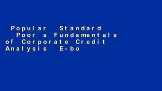 Popular  Standard   Poor s Fundamentals of Corporate Credit Analysis  E-book