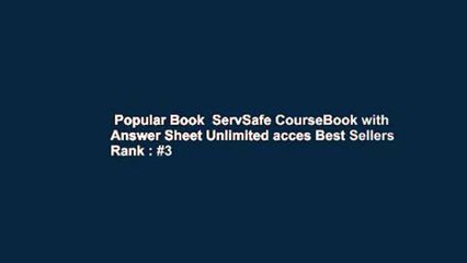 Popular Book  ServSafe CourseBook with Answer Sheet Unlimited acces Best Sellers Rank : #3