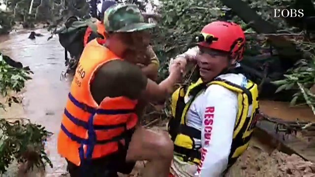 Laos les images du bébé sauvé des eaux